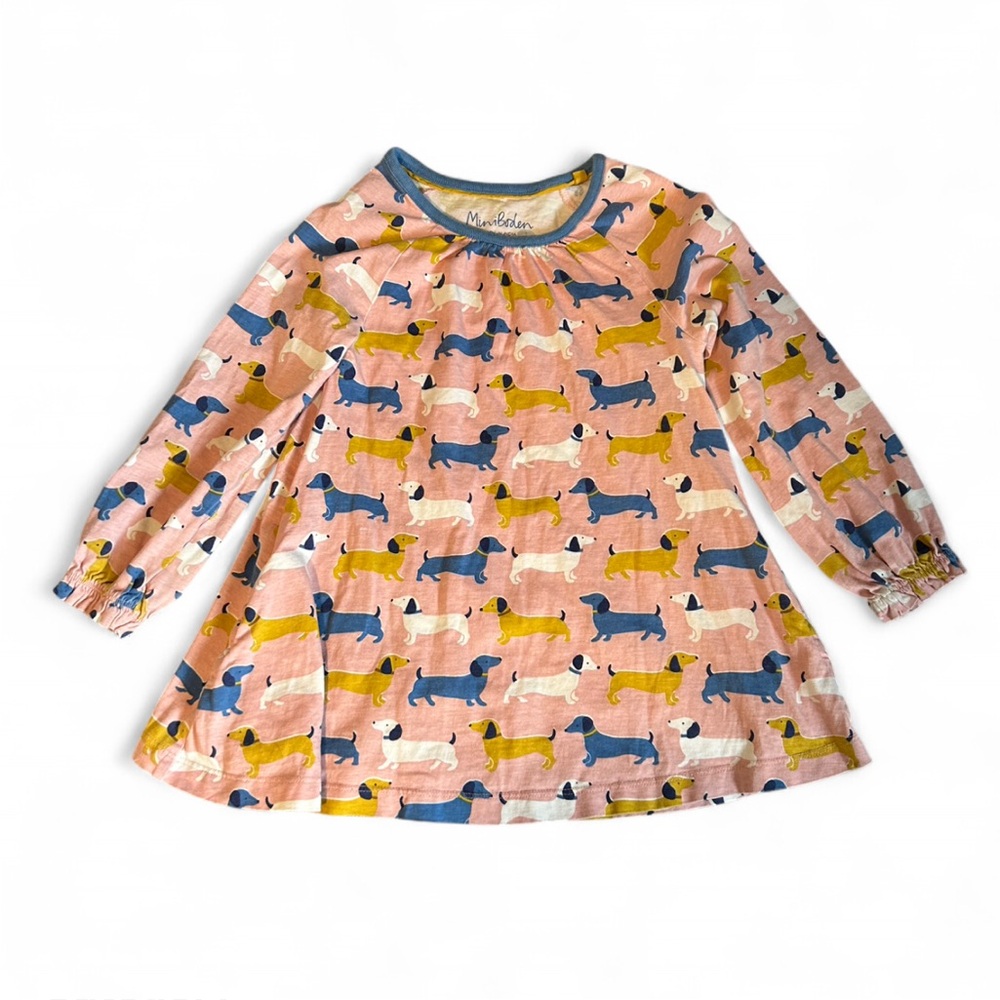 Mini Boden Pink and Blue Dachshund Long Sleeve Tee